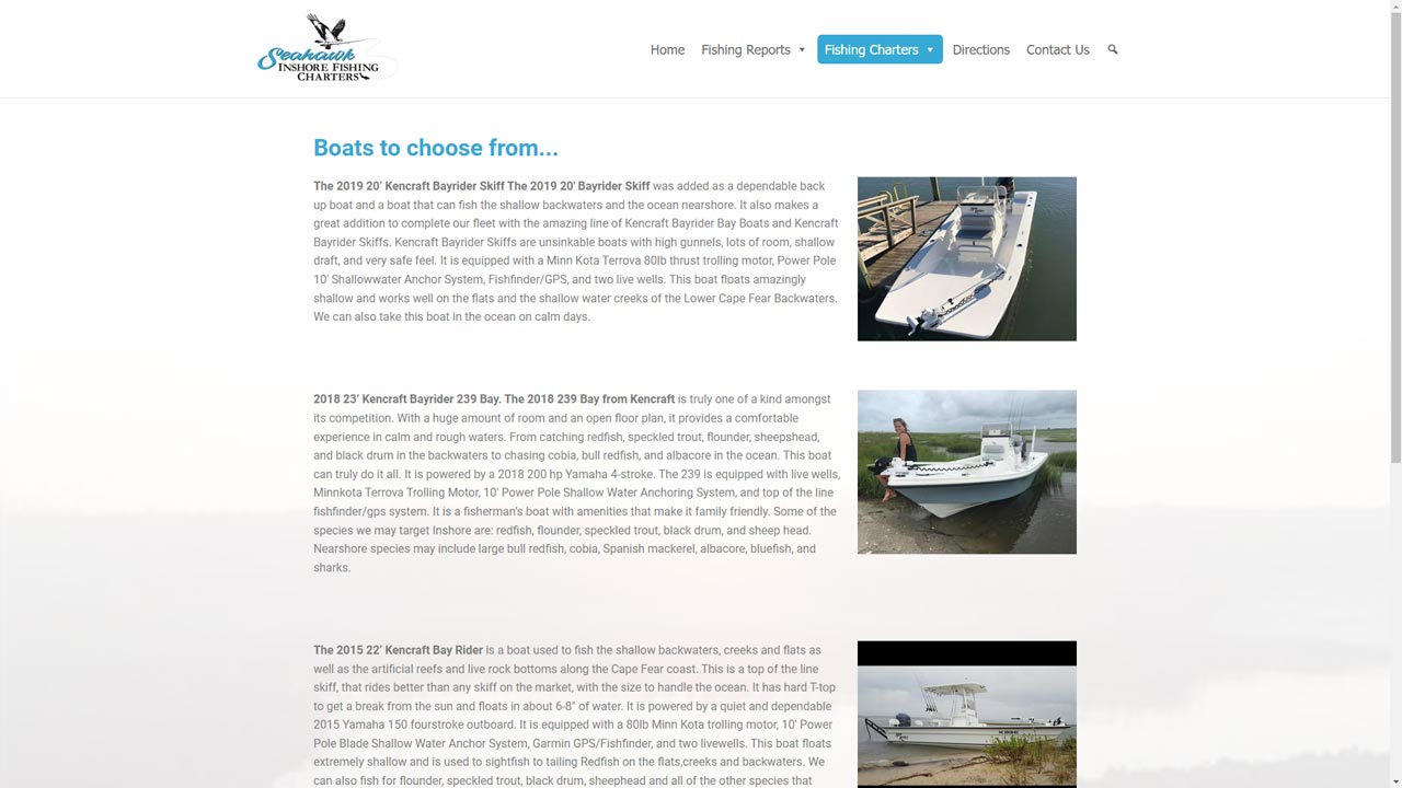 Fishing Charter Boats and Equipment - Seahawk Inshore Fishing